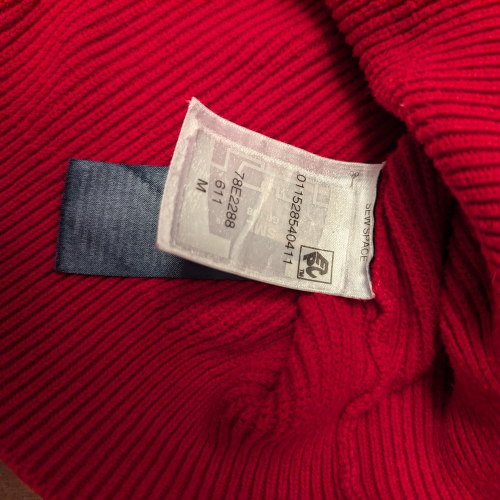 Tommy Hilfiger Sweater Heavyweight 100% Cotton  Neck Pullover Red Medium. Crew. - Picture 2 of 9